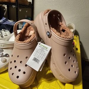 Classic Platform Lined Crocs - Pink Clay